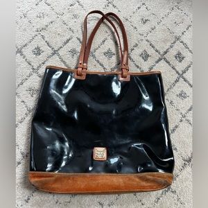 Dooney and Bourke Black Patent Leather Tote Purse
